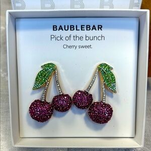 NWT BaubleBar Sparkling Cherry Earrings - Purple and Green